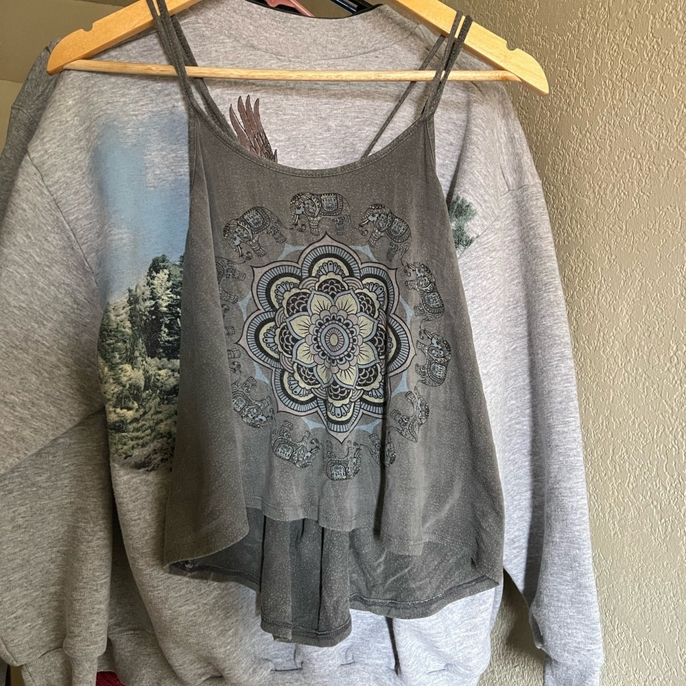 Boho elephant strappy tank